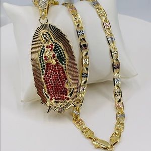 Virgin of Guadalupe and chain Italian gold plated